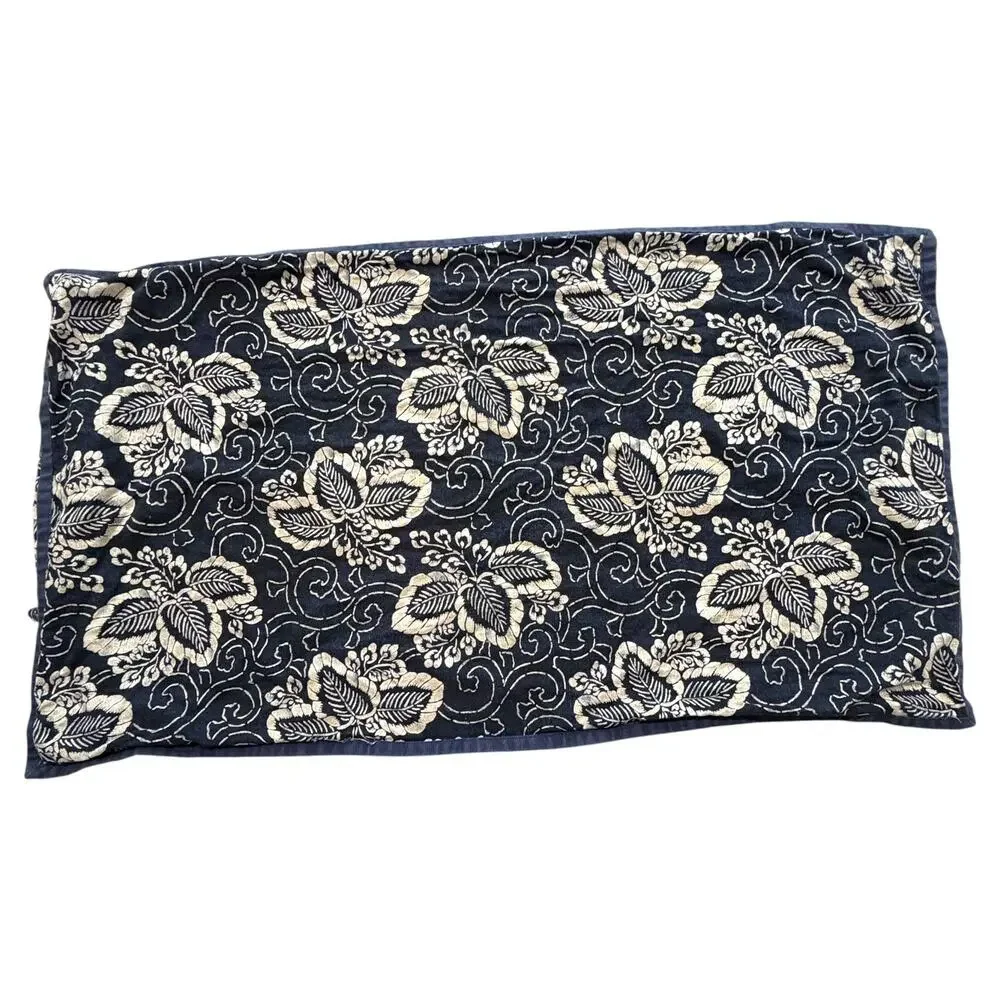 Vtg Ralph Lauren Durant Kira Navy Blue Cream Batik Floral King Pillow Sham Flaw